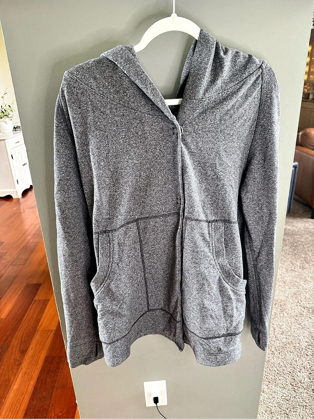 Lululemon Jacket Cardigan Hooded Snap Front Heathered Gray Size 4